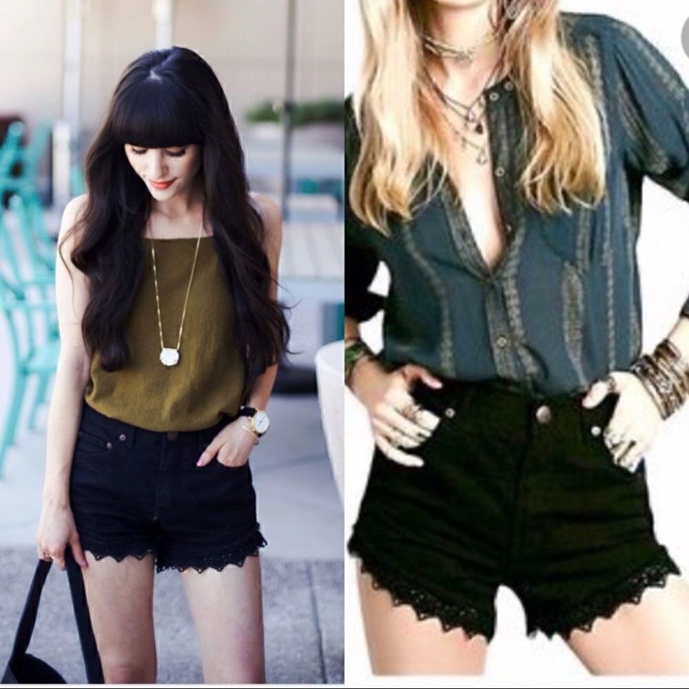 Free people black denim shorts size 24
